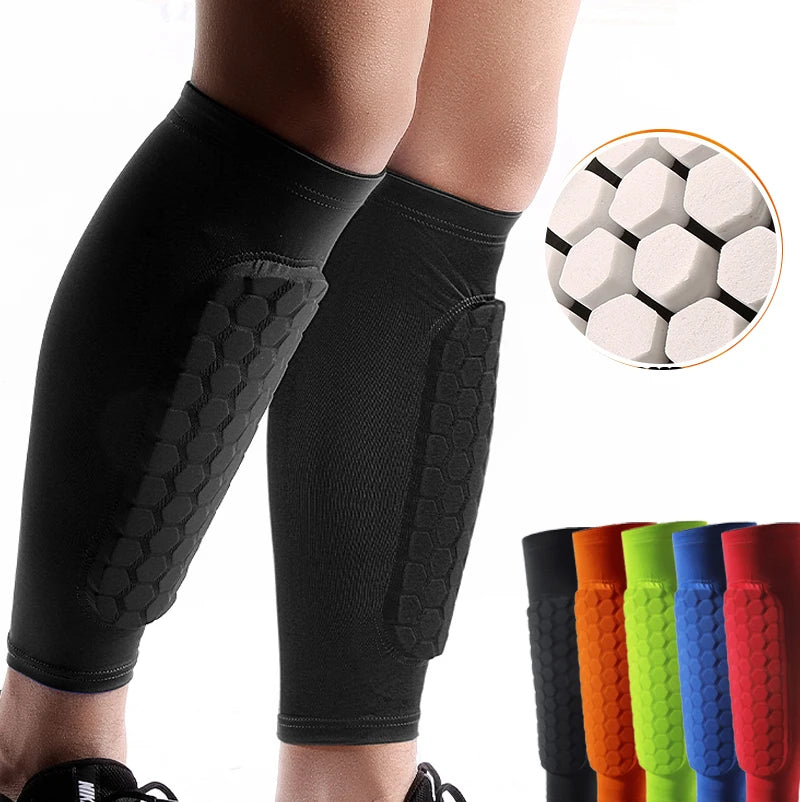 1Pcs Football Shin Guard Socks Sleeves with Foam,Calf Compression Sleeve Honeycomb Pads