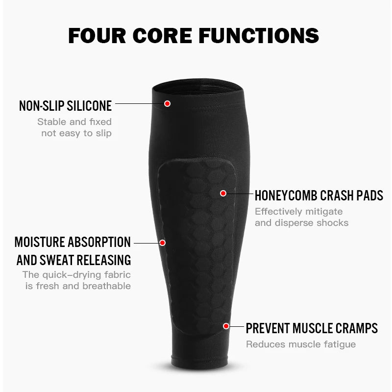 1Pcs Football Shin Guard Socks Sleeves with Foam,Calf Compression Sleeve Honeycomb Pads
